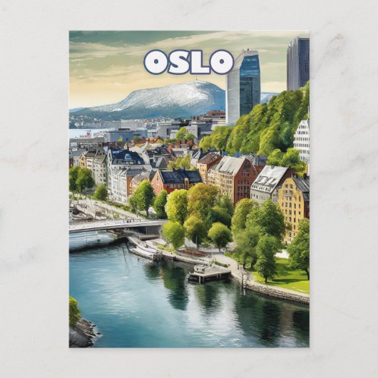 Oslo, skandinavisches Joyau am klaren Ufer Postkarte (Vorderseite)