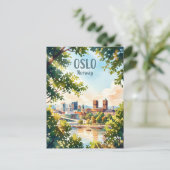 Oslo Skyline Norwegen Postkarte (Stehend Vorderseite)