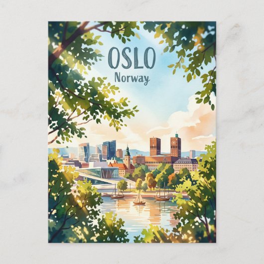 Oslo Skyline Norwegen Postkarte (Vorderseite)