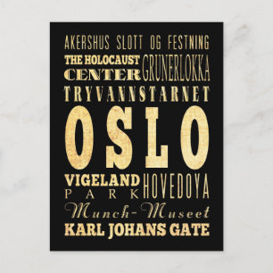 Oslo Stadt Norwegens Typografie Kunst Postkarte