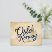 Oslo Vintage Skyline Postkarte (Stehend Vorderseite)