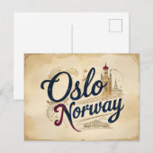 Oslo Vintage Skyline Postkarte (Vorne/Hinten)