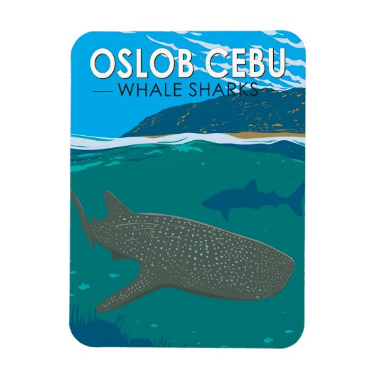 Oslob Cebu Philippines Whale Shark Travel Vintag Magnet (Vertikal)