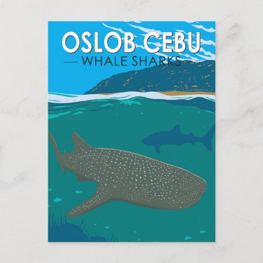 Oslob Cebu Philippines Whale Shark Travel Vintag Postkarte (Vorderseite)