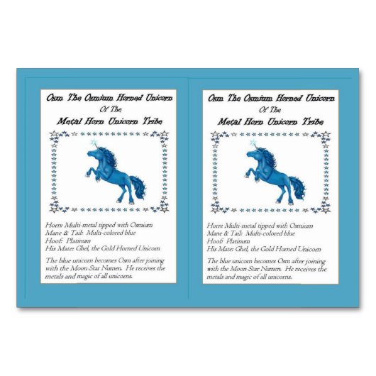 OSM Die Osmium-Horned Unicorn Trading Card Tischnummer (Vorderseite)