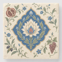 Osmanisch Iznik Floral | Blaues Botanisches Granat