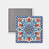 Osmanischer Stil Blau-Rot Tulpenmuster Magnet (Vorderseite/Rückseite)