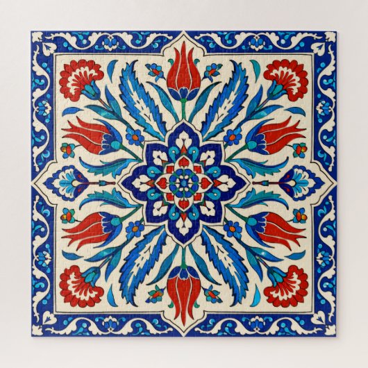 Osmanischer Stil Blau Rot Tulpenmuster Puzzle (Vertikal)