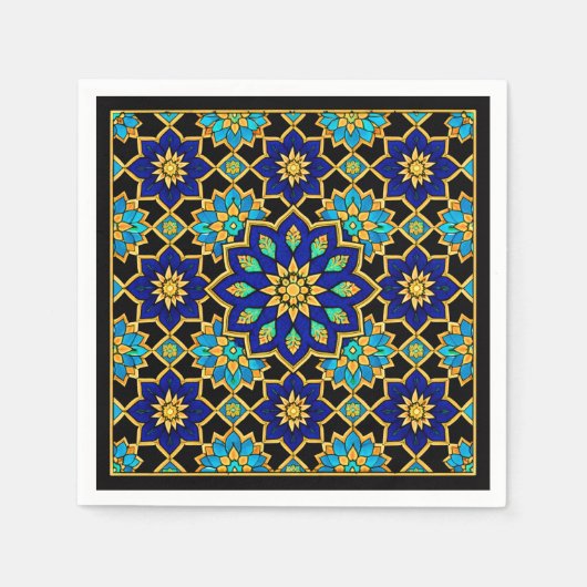 Osmanischer Stil Geschichte Design Blau  Serviette (Vorderseite)