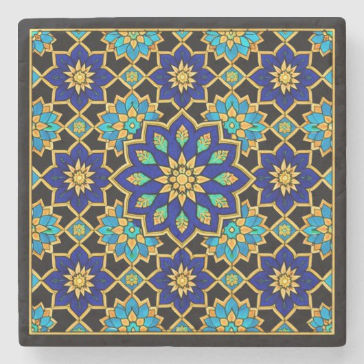 Osmanischer Stil Geschichte Design Blau  Steinuntersetzer (Vorderseite)