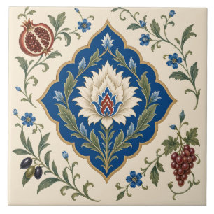 Osmanisches Iznik-Blumenmuster Blaues Botanische Fliese