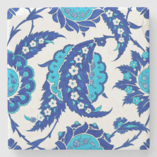 Osmanisches Iznik-Saz-Blatt-Blumen- Untersetzer