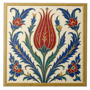 Osmanisches Iznik-Tulpen-Blumenwandbild Fliese