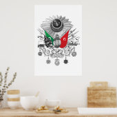Osmanisches Reich Graustufen-Wappen Poster (Küche)