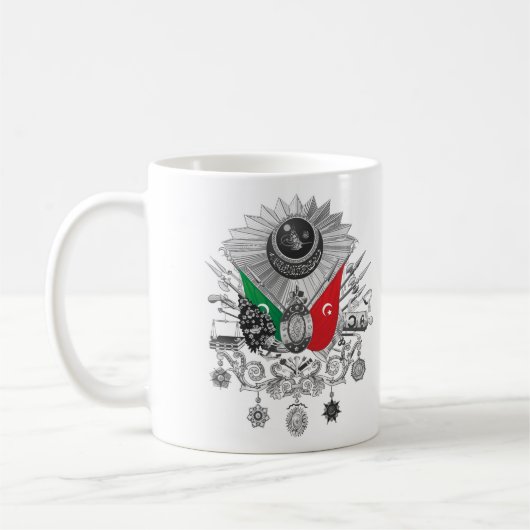 Osmanisches Reichgrayscale-Wappen Kaffeetasse (Links)