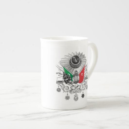 Osmanisches Reichgrayscale-Wappen Porzellantasse (Vorderseite Rechts)