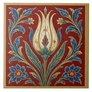 Osmanisches Tulpen-Blumen-Saz-Wandbild Fliese