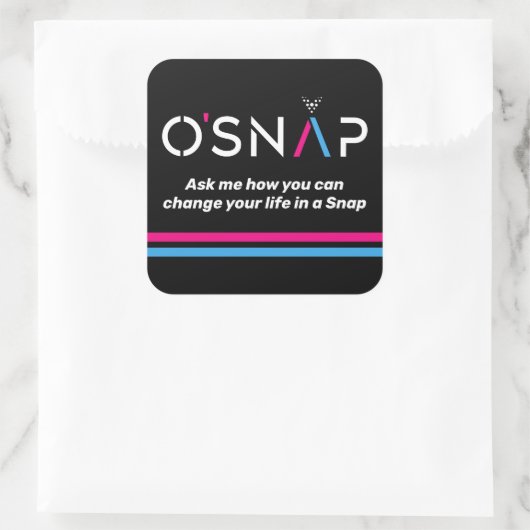 O'Snap Frage mich Quadratischer Aufkleber (Tasche)