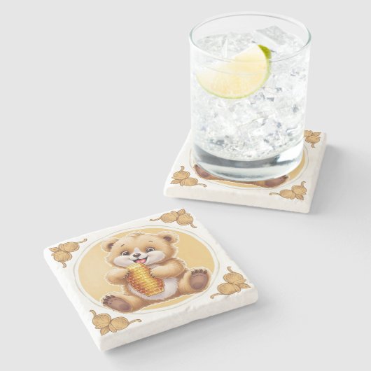 oso comiendo miel steinuntersetzer (Seitenansicht)