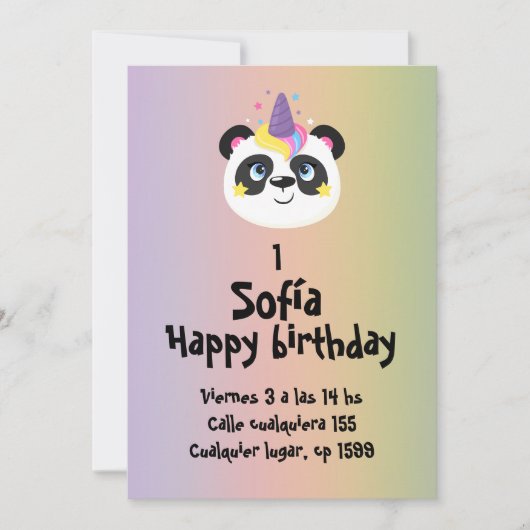 Oso panda de cumpleaños  einladung (Vorderseite)