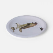 Osprey, der durch eine rotgeflügelte Amsel gejagt Pappteller (Schrägansicht)