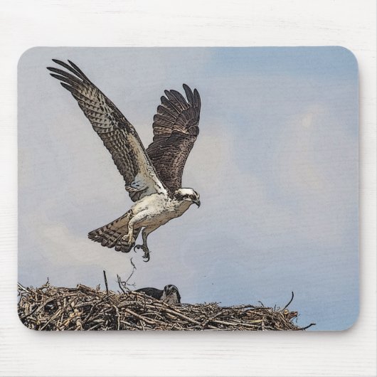 Osprey in einem Nest Mousepad (Vorne)