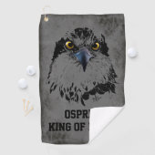 Osprey King of Birds Illustration Dark Gray Grunge Golfhandtuch (Insitu)