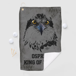Osprey King of Birds Illustration Dark Gray Grunge Golfhandtuch
