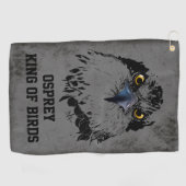 Osprey King of Birds Illustration Dark Gray Grunge Golfhandtuch (Horizontal)