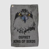 Osprey King of Birds Illustration Dark Gray Grunge Golfhandtuch (Vorderseite)