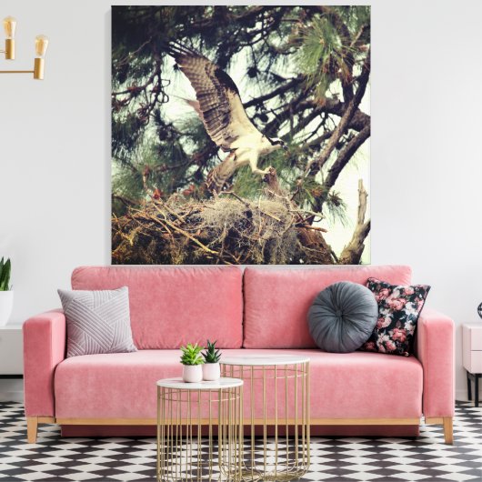 Osprey Landing Stretched Canvas Print Leinwanddruck (Insitu (Wohnzimmer))