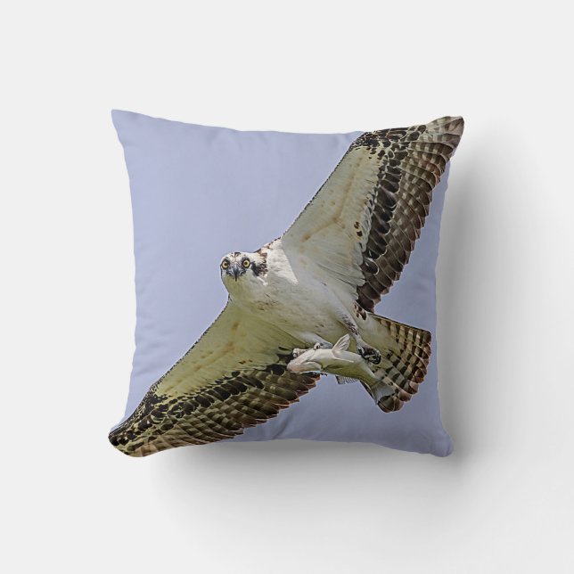 Osprey mit Fisch Kissen (Vorderseite)