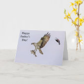 Osprey wird von einem roten Vogelgezwitscher verfo Karte (Gelbe Blume)