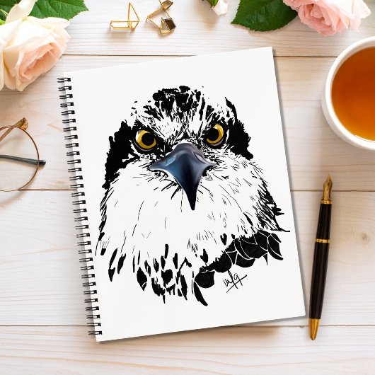 Osprey Zeichnend Schwarz-weiß mit Piercing Eyes Notizblock