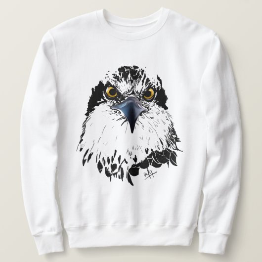 Osprey Zeichnend Schwarz-Weiß-Piercing-Augen Sweatshirt (Design vorne)