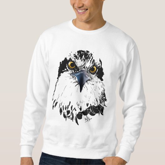 Osprey Zeichnend Schwarz-Weiß-Piercing-Augen Sweatshirt (Vorderseite)