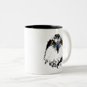 Osprey Zeichnend Schwarz-Weiß-Piercing-Augen Zweifarbige Tasse (VorderseiteRechts)