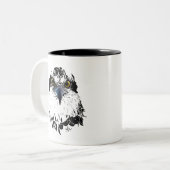 Osprey Zeichnend Schwarz-Weiß-Piercing-Augen Zweifarbige Tasse (Vorderseite Links)