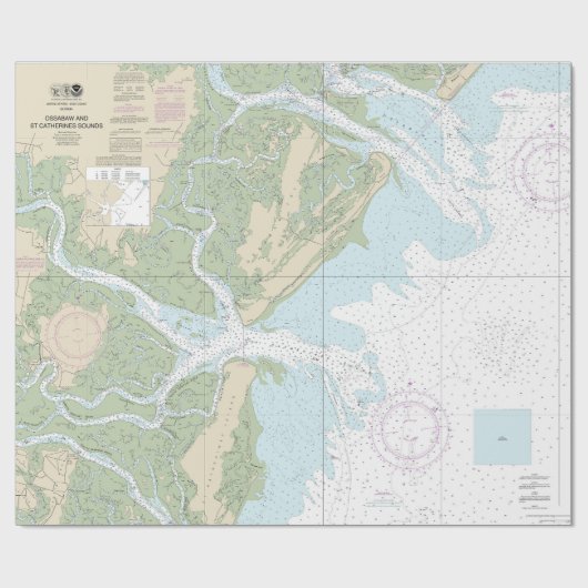 Ossabaw und St. Catherines klingt aukal Geschenkpapier (Flach)