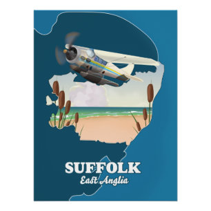 Ost-Anglia-Karte Suffolk Poster