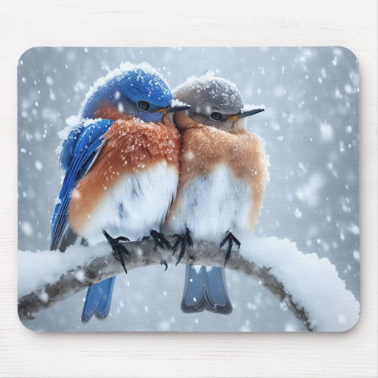 Ost-Bluebirts im Schnee Mousepad (Vorne)