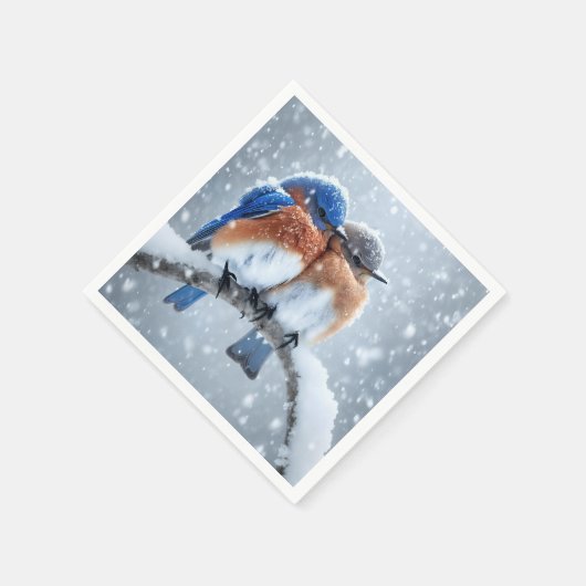 Ost-Bluebirts im Schnee Serviette (Ecke)