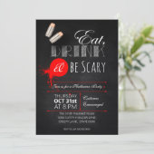 Ost, Drinks und beängstigendes Halloween-Party Einladung (Stehend Vorderseite)