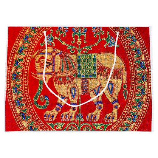 Ost-Indischer Elefantendruck Große Geschenktüte (Vorderseite)