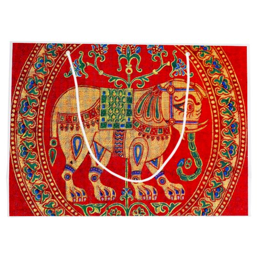 Ost-Indischer Elefantendruck Große Geschenktüte (Rückseite)