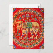 Ost-Indischer Elefantendruck Postkarte (Vorne/Hinten)
