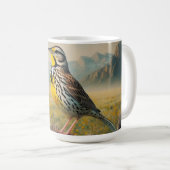 Ost-Meadowlark auf einem rustikalen Zaun Kaffeetasse (VorderseiteRechts)