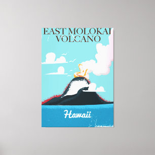 Ost Molokai Vulkan Vintage Hawaii Reiseplakat Leinwanddruck