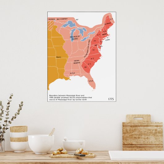 Ost-Nordamerika-Karte 1775 Poster (Küche)