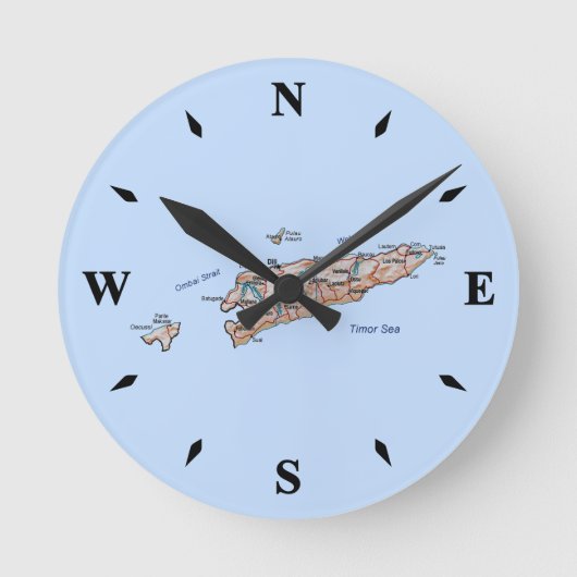 Ost-Timor-Kartenschalter Runde Wanduhr (Vorderseite)